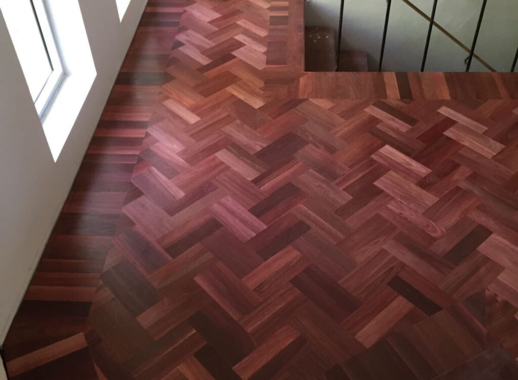 Install | Sand & Polish | Jarrah | Herringbone | Block parquetry
